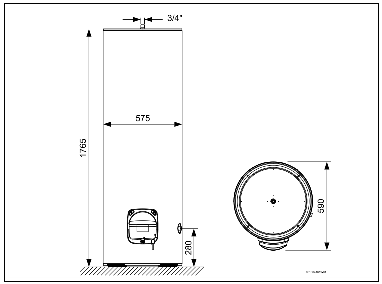 Dimensiones del Termo Eléctrico BOSCH Tronic 1001 TF 300 T